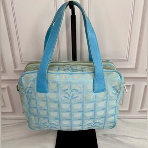 Chanel Light Blue Jacquard Shoulder Bag | Vintage Y2K